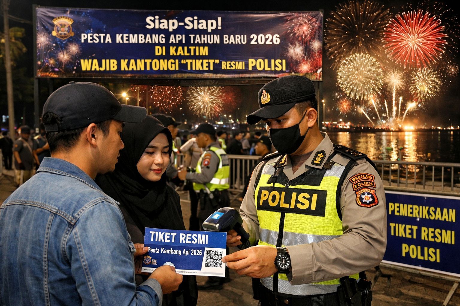 Siap-Siap! Pesta Kembang Api Tahun Baru 2026 di Kaltim Wajib Kantongi Tiket Resmi Polisi