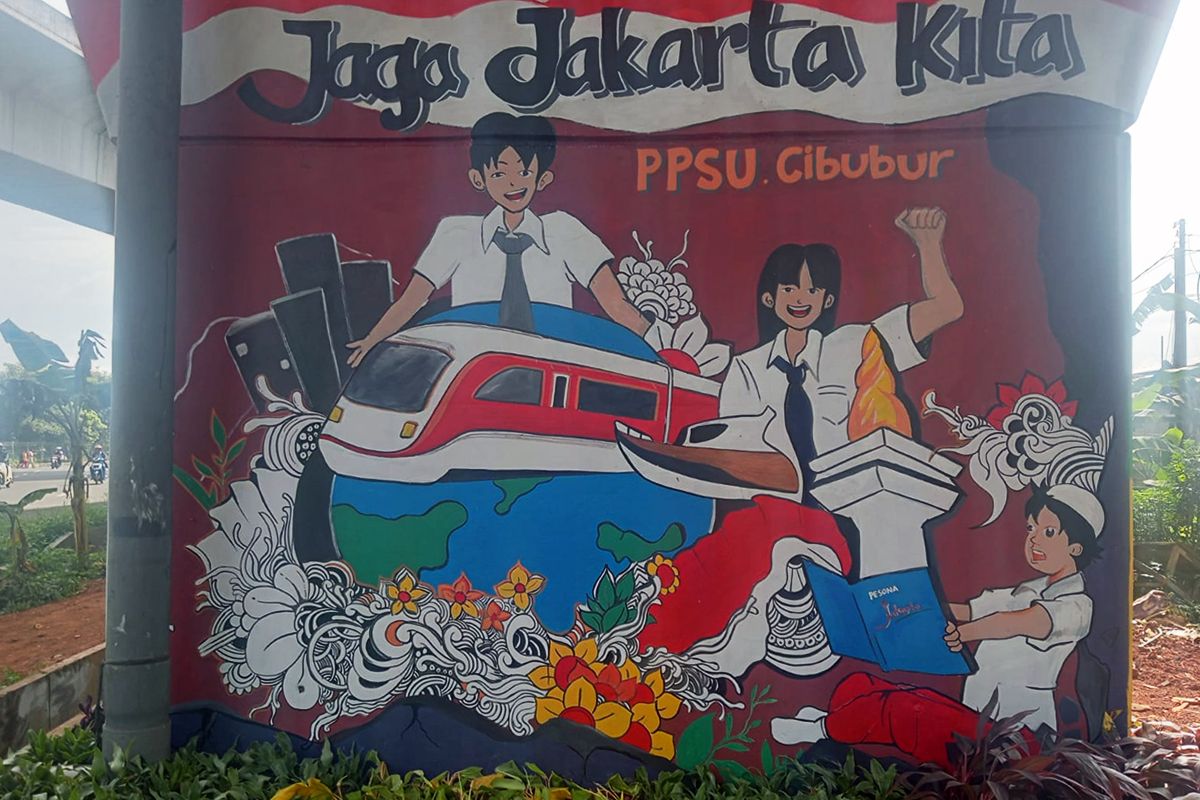 Mural Tiga Dimensi Karya PPSU Warnai Tiang Tol Becakayu