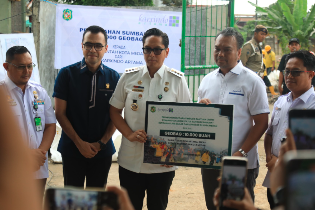Pemko Medan Tambah Kekuatan Pengendalian Banjir Lewat Bantuan Geobag