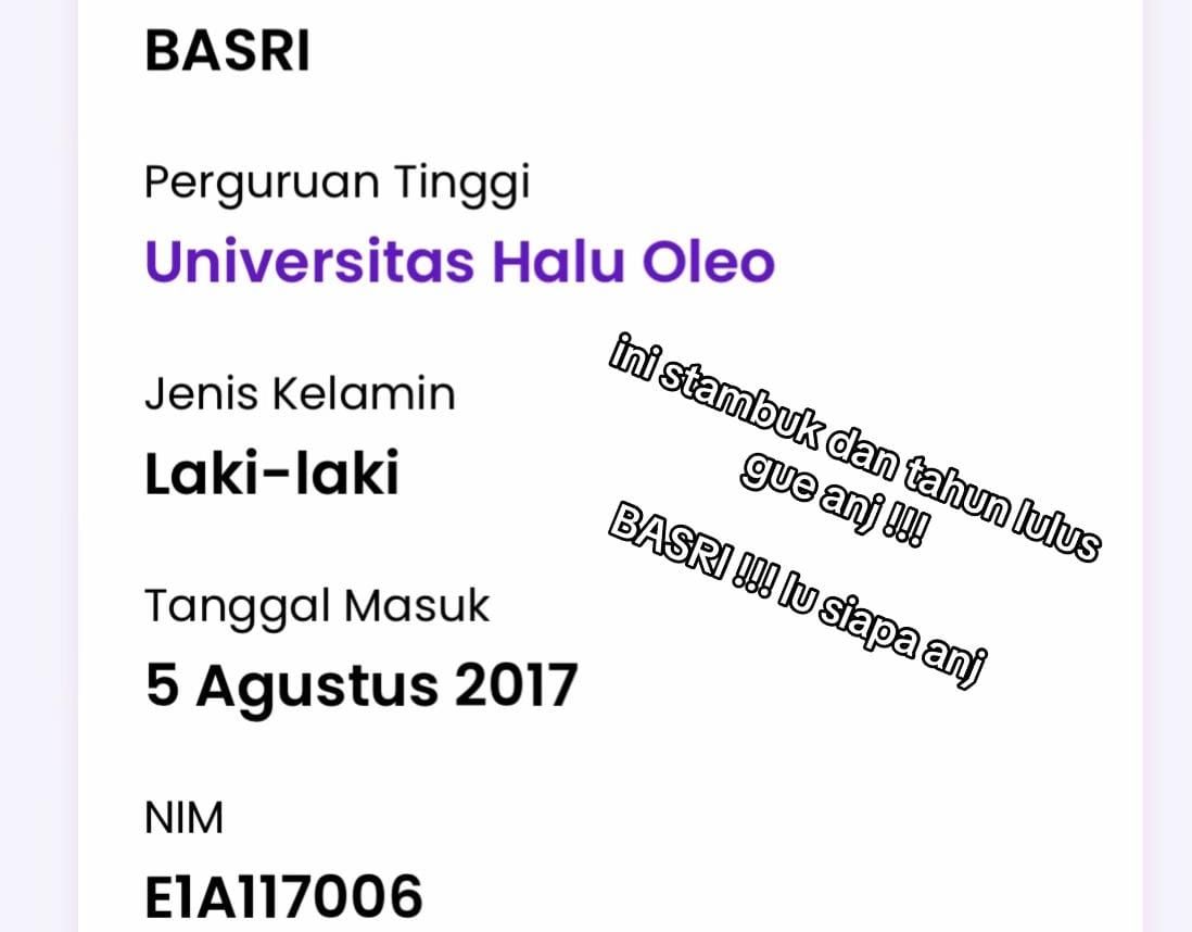 Nama di PDDIKTI Diganti Orang Lain, Alumni UHO Diduga Kehilangan Identitas Akademiknya