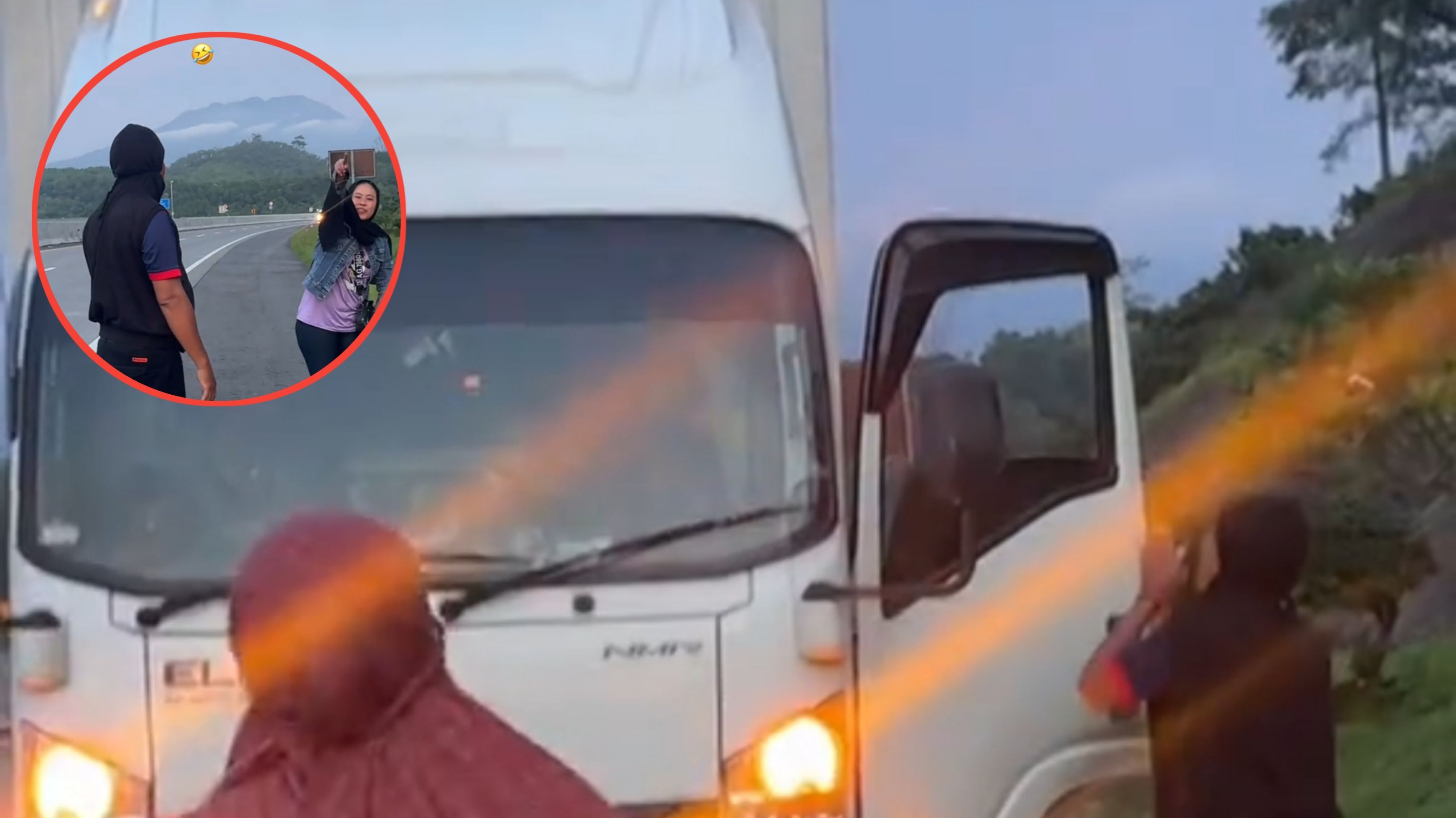 Ketinggalan Rombongan di Rest Area, Cewek Ini Ditolong Sopir Truk Hingga Jadi Cerita Lucu