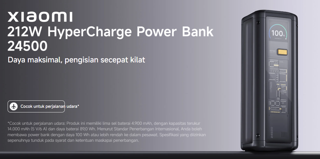 Xiaomi Rilis HyperCharge Power Bank 24.500mAh dengan Output Ekstrem hingga 212W!