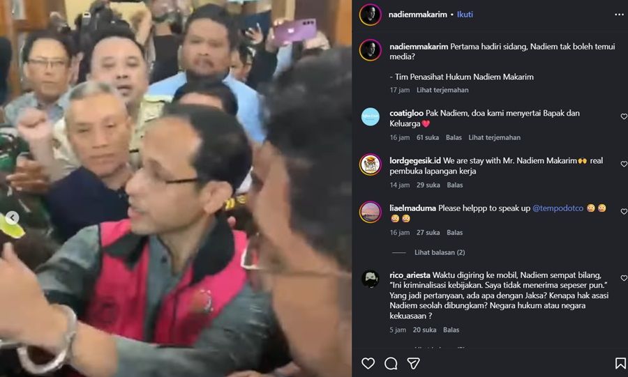 Viral Video Nadiem Diduga Dilarang Berbicara pada Media Usai Sidang