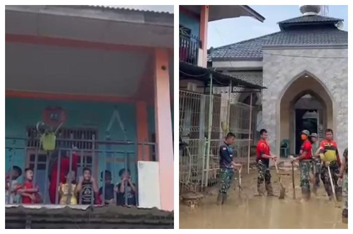 Momen Haru Anak-anak TK ABA Kuala Simpang Tonton Pembersihan Sekolah: Terima Kasih Pak Tentara!