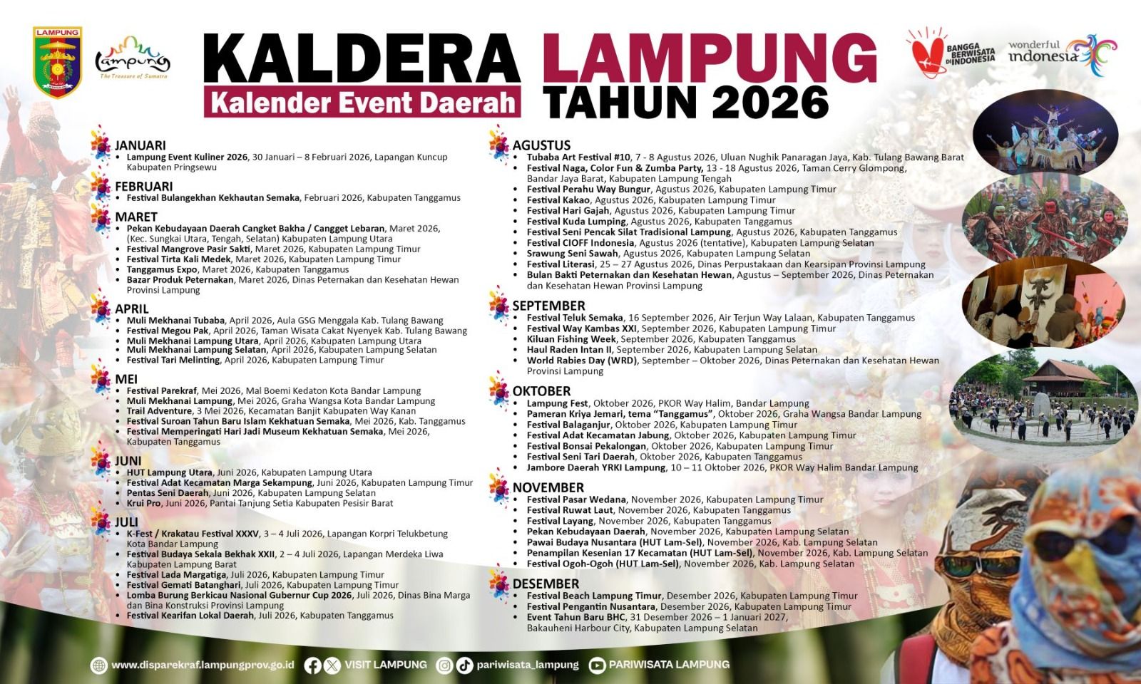 Lengkap! Ini Jadwal Event Budaya hingga Pariwisata di Lampung Sepanjang 2026