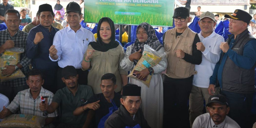 Mentan Amran Groundbreaking Pemulihan Sawah Aceh Utara, Bantuan Ribuan Ton Pangan Digelontorkan
