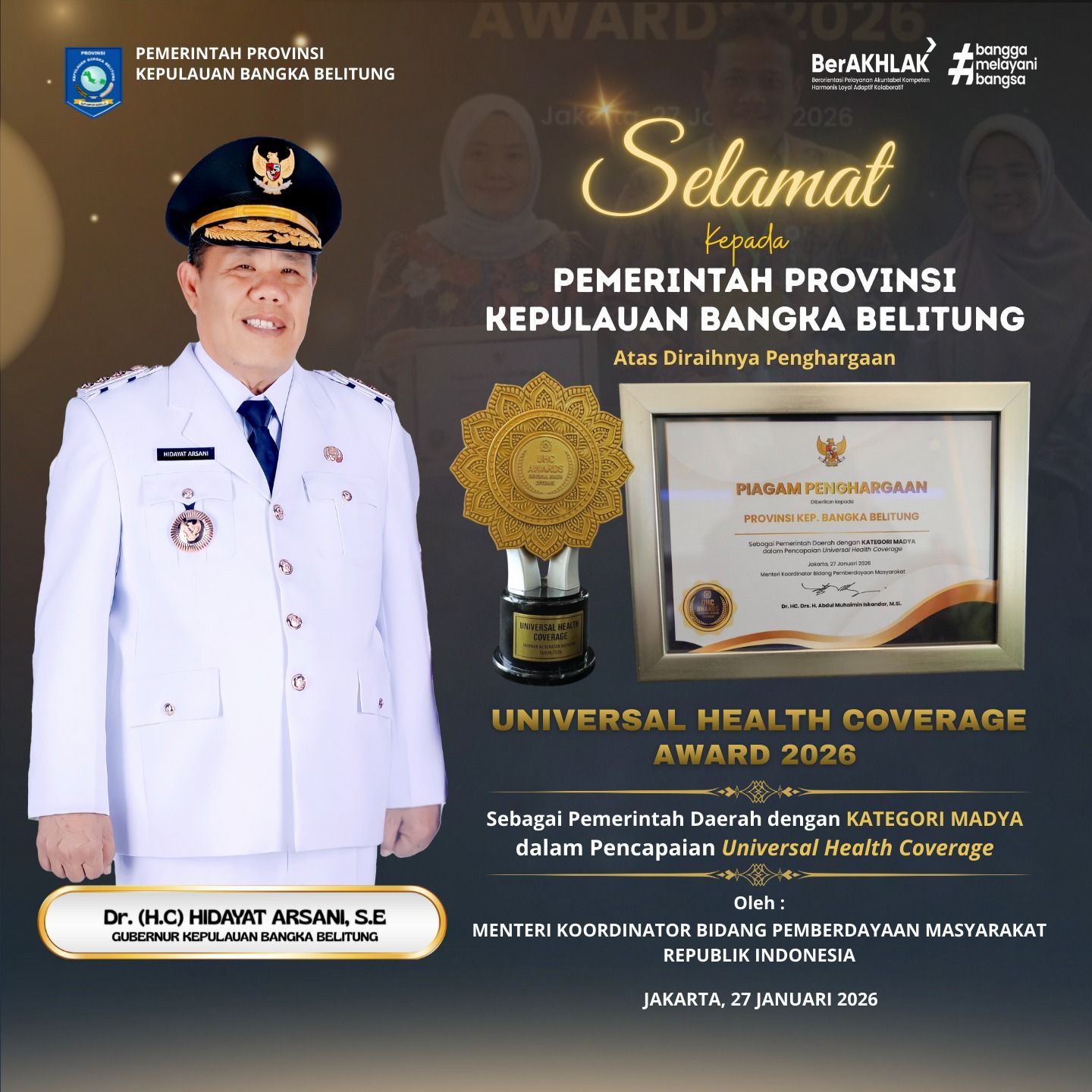 Pemprov Babel Raih Predikat Madya UHC Award 2026