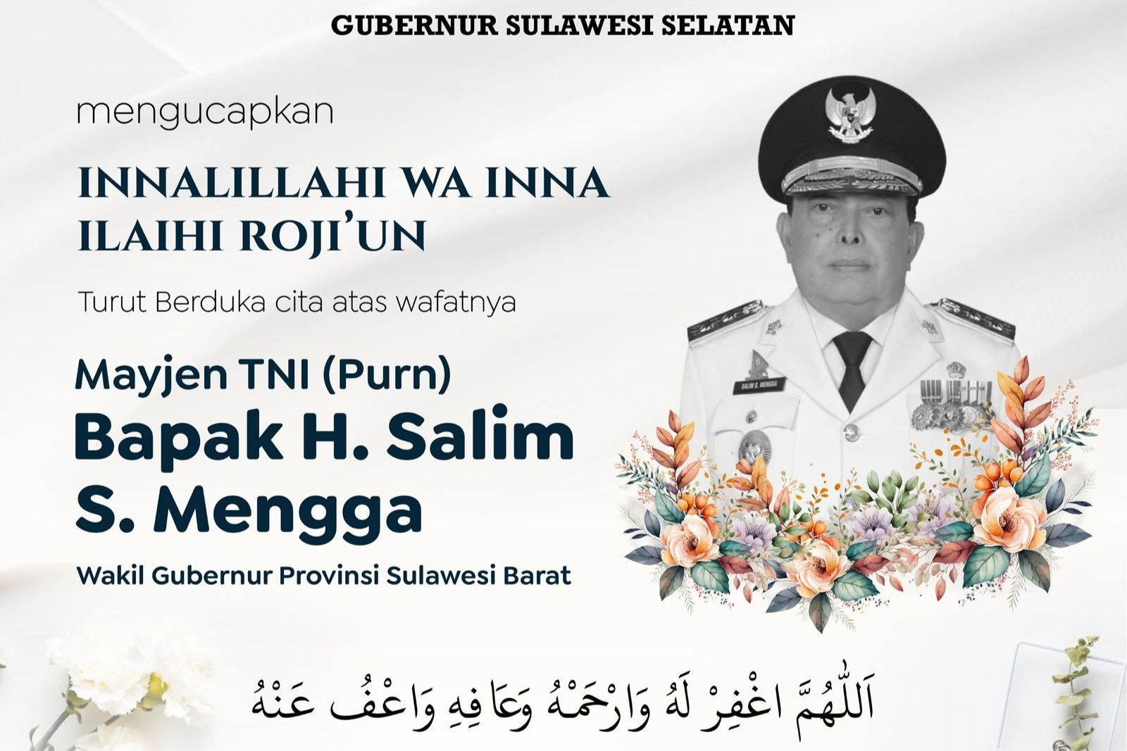 Gubernur Sulsel Andi Sudirman Sampaikan Duka Cita atas Wafatnya Wagub Sulbar Salim S Mengga
