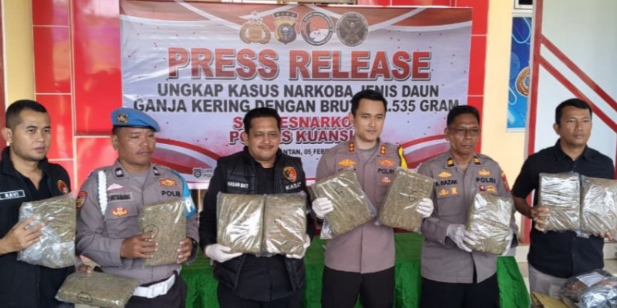 Satresnarkoba Polres Kuansing Ungkap Jaringan Ganja Lintas Kota, 4 Tersangka Ditangkap