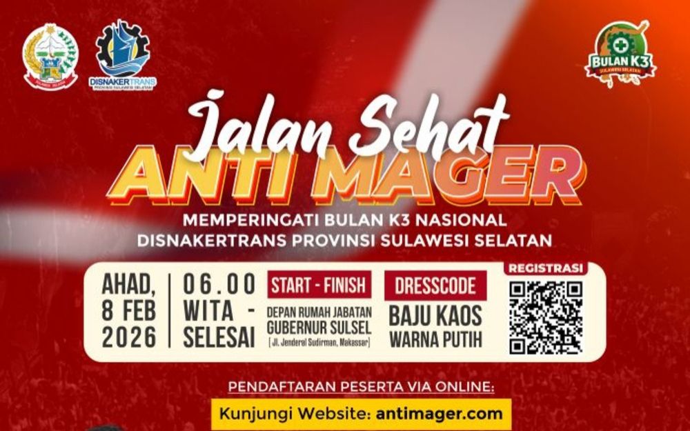 Jalan Sehat Anti Mager Meriahkan Bulan K3 2026 di Makassar, Hadiah Umrah Menanti Peserta