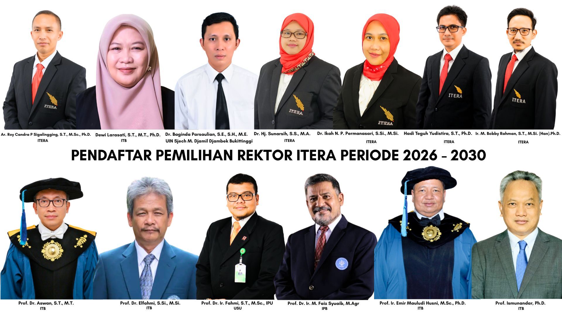 13 Kandidat Rektor Itera, Didominasi dari ITB dan Internal Kampus