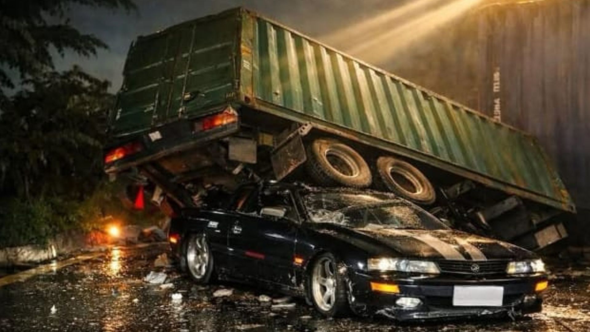 Truk Kontainer Terguling dan Timpa Sedan di Karawang, Tiga Orang Meninggal