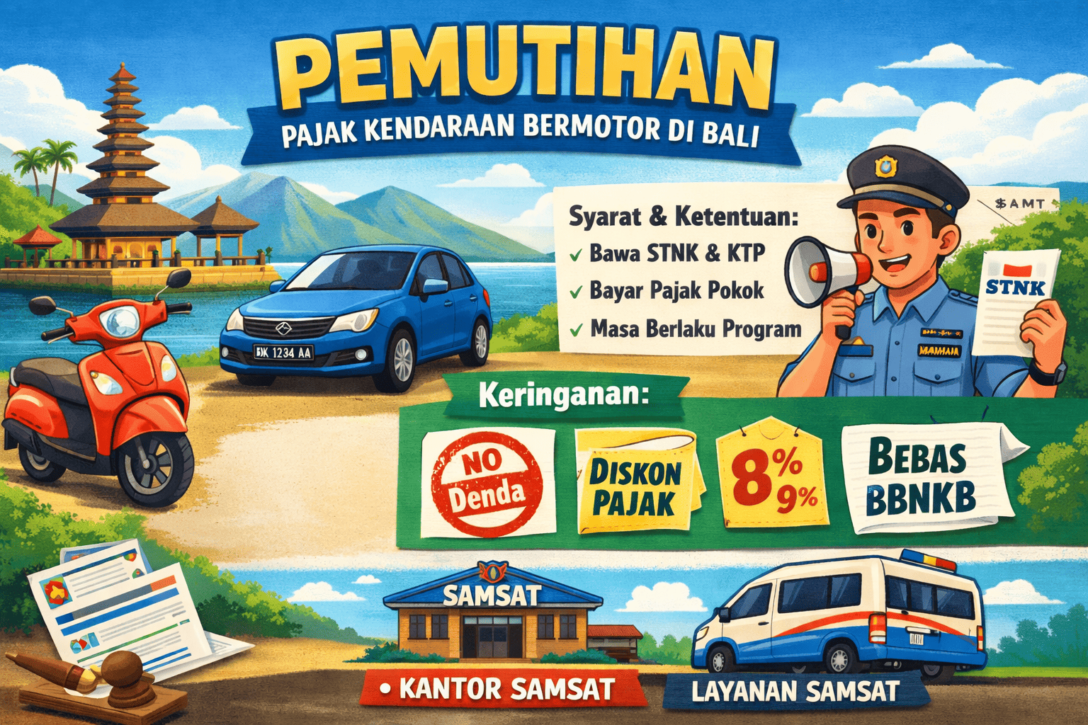 Program Pemutihan Pajak Kendaraan di Bali, Info Lengkap Keringanan & Lokasi Layanan
