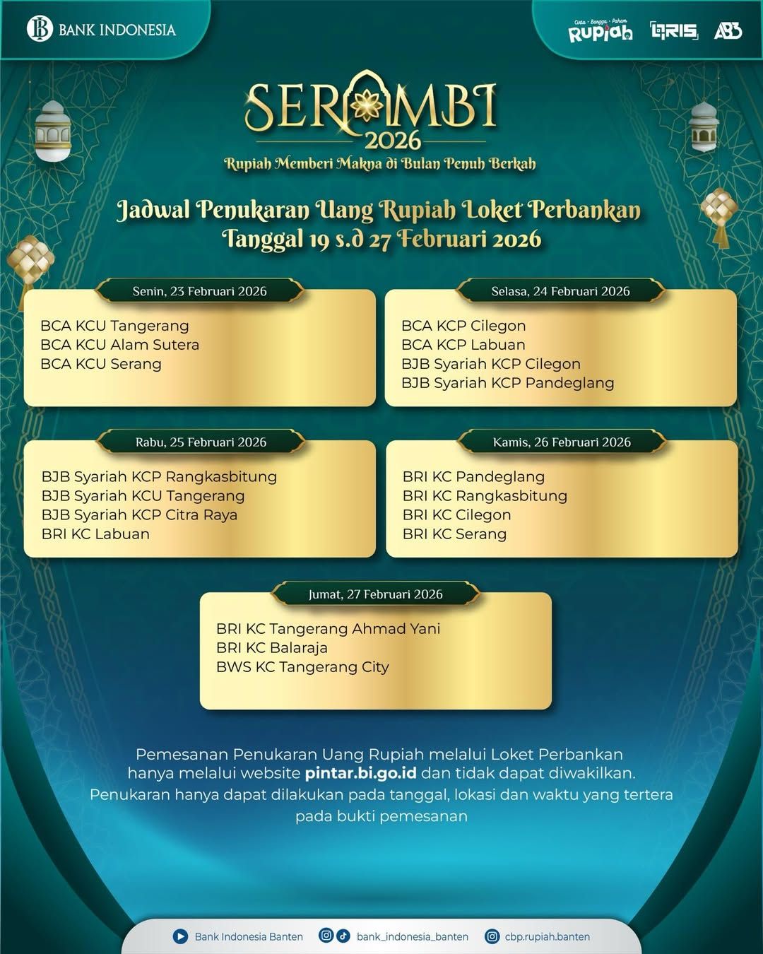 Penukaran Uang Baru Dibuka Mulai 19 Februari Berikut Jadwal Dan Lokasi Lengkap Untuk Wilayah Banten