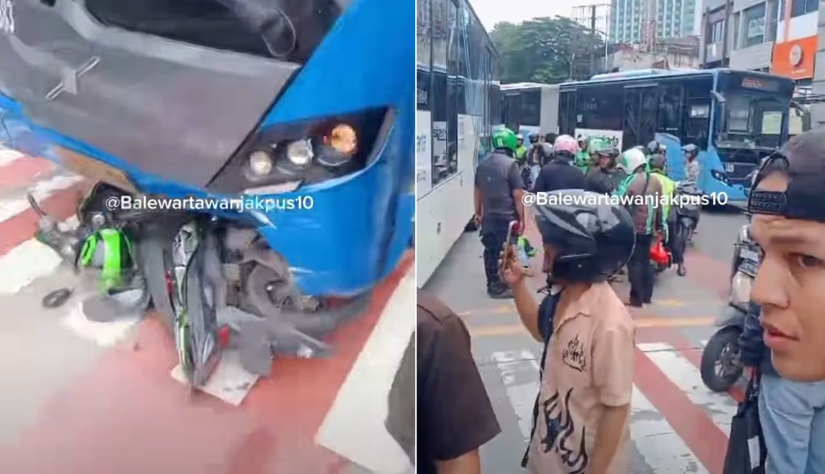 Viral Kecelakaan Bus Transjakarta Lagi, Kali Ini dengan Ojol