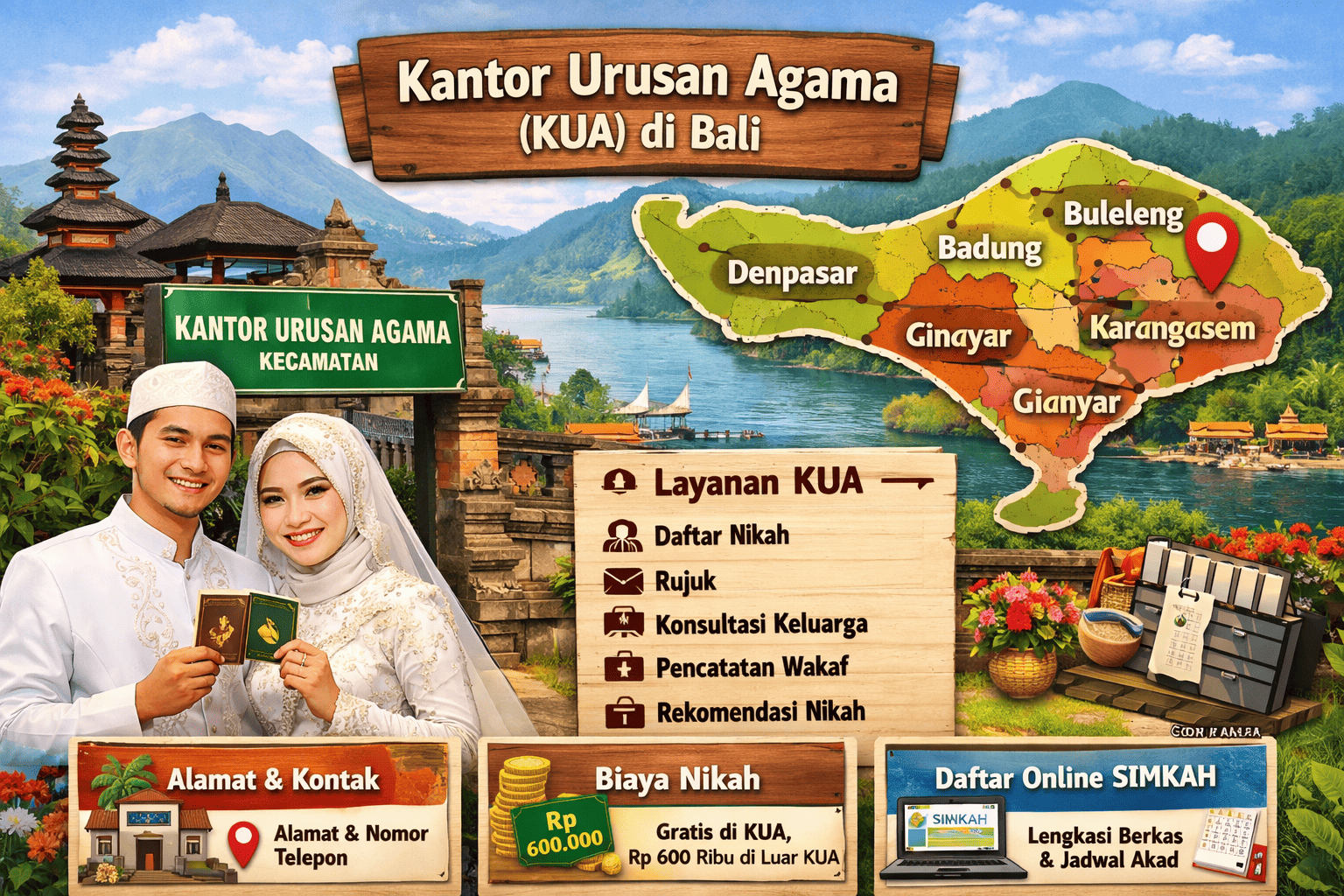 Mau Nikah di Bali? Ini Daftar Alamat KUA, Biaya Resmi & Cara Daftar Online