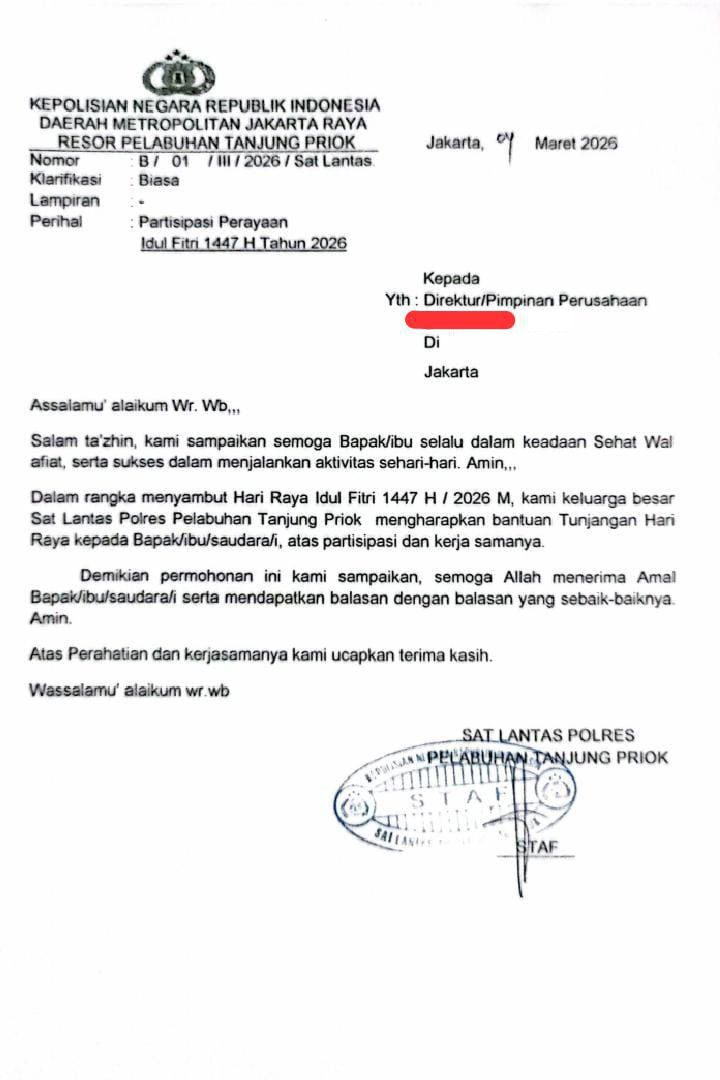 Heboh Surat Minta THR ke Pengusaha Pakai Nama Polres Tanjung Priok, Kapolres Membantah