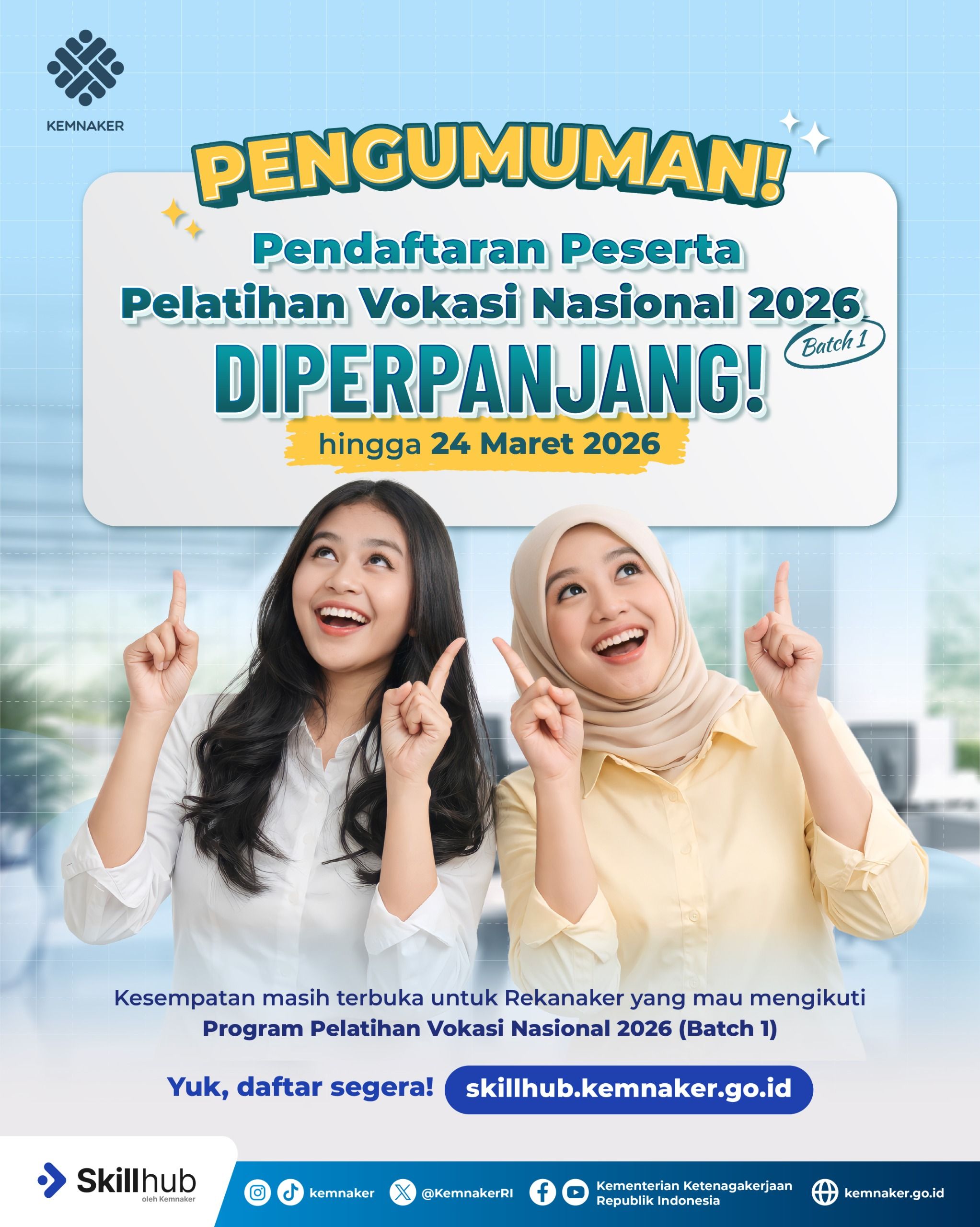 Pendaftaran Pelatihan Vokasi Nasional 2026 Diperpanjang, Kemnaker Buka Kesempatan Lebih Luas bagi Pencari Kerja
