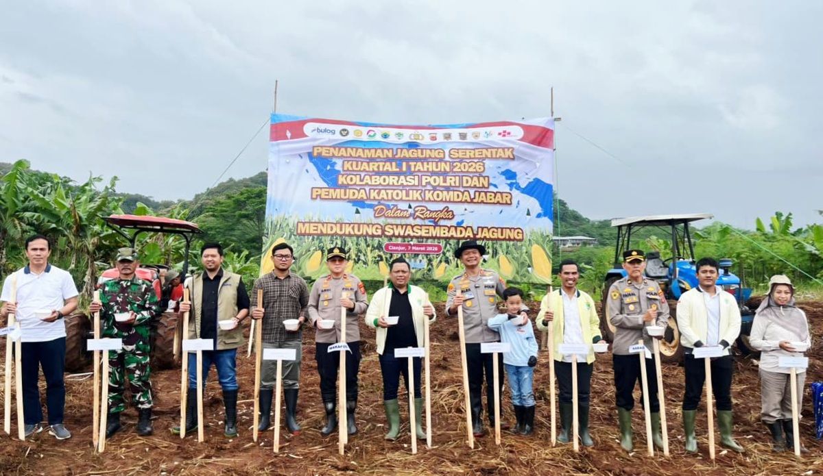Duet Polri-Pemuda Katolik di Cianjur, Tanam Jagung Targetkan Swasembada Pangan