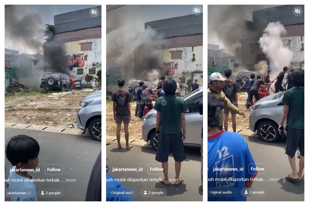 Viral Mobil Terbakar di Bangka Jaksel, Pemicunya Anak-Anak Main Api
