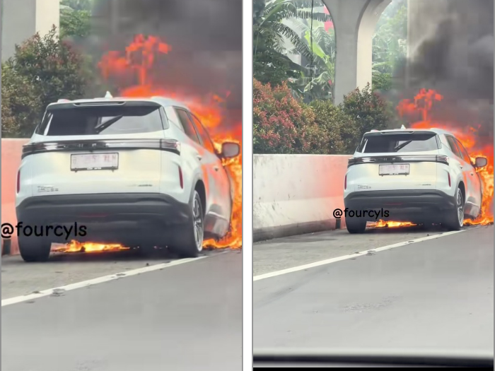 Viral! Chery TIGGO Cross CSH Kebakaran di Tol Jagorawi