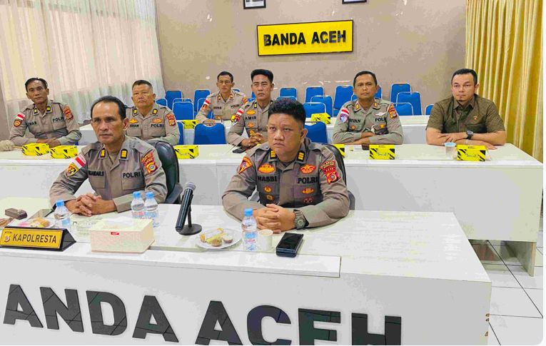 Polresta Banda Aceh Ikuti Vicon Kerja Sama Polda Aceh–USK, Luncurkan Pusat Riset Kepolisian
