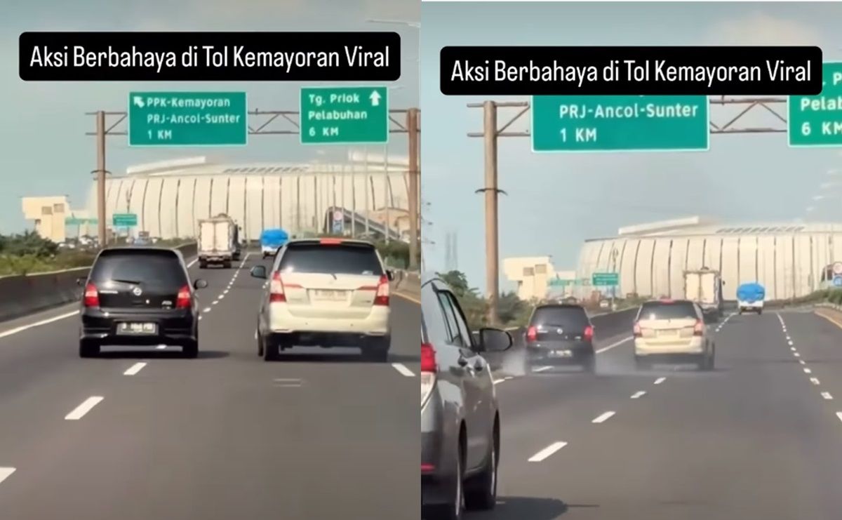 Viral 2 Pemobil Ribut di Tol Pelabuhan Priok, Saling Senggol hingga Tutup Jalan