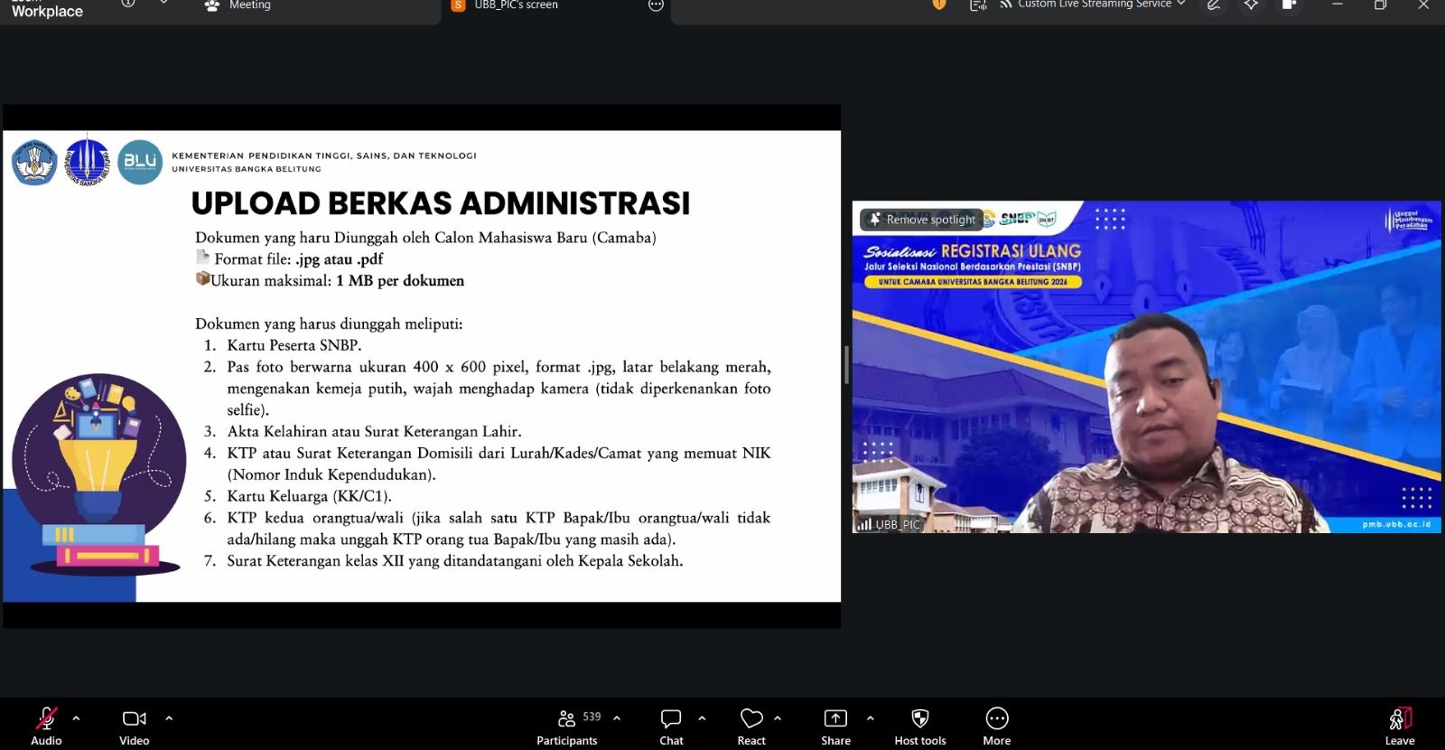 1.052 Camaba Dikejar Deadline Registrasi, UBB Sosialisasi Daftar Ulang SNBP 2026