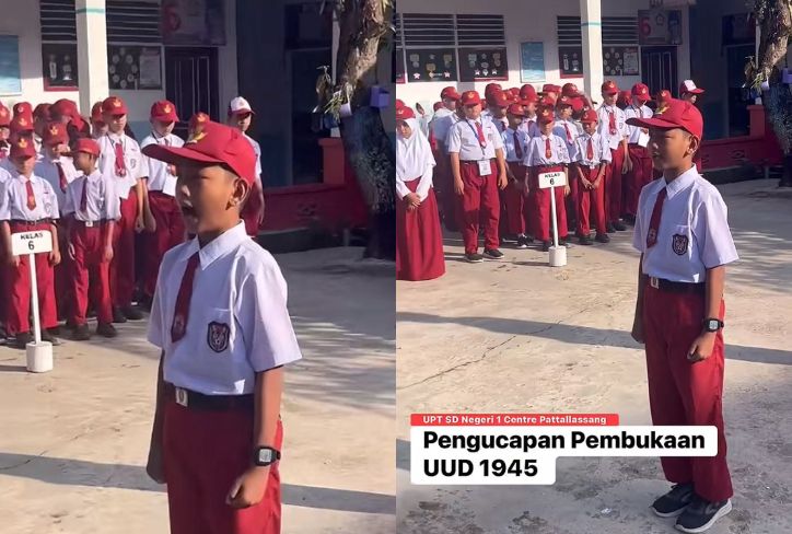 Viral Aksi Siswa SD Bikin Kagum, Baca Pembukaan UUD 1945 dengan Lantang dan Tanpa Teks