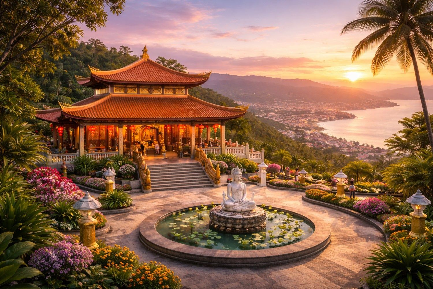 Vihara Arya Dharma Jayapura hadirkan ketenangan ibadah dengan panorama sunset dari ketinggian Skyline