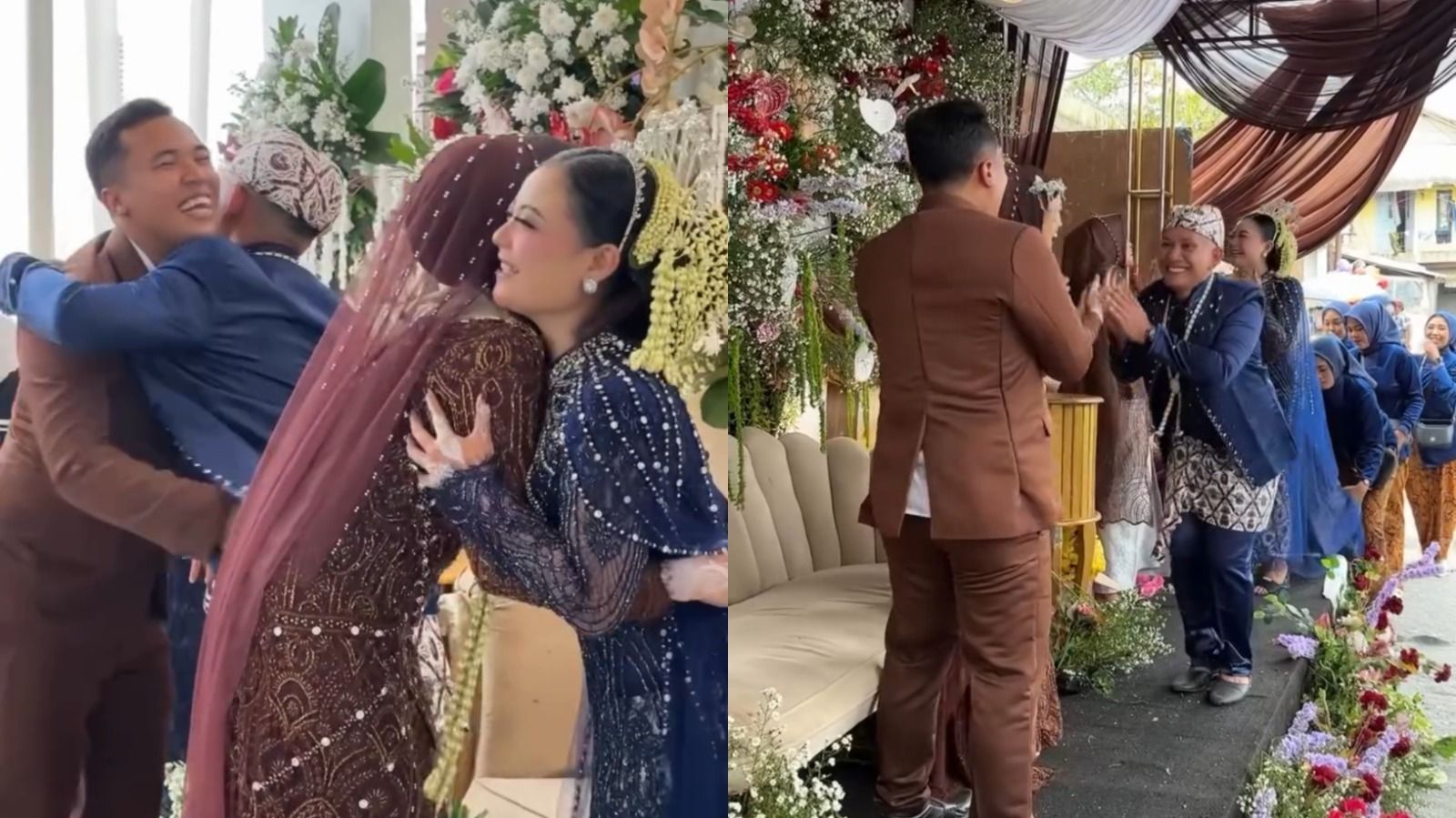Kocak! Resepsi Pernikahan di Hari yang Sama, Dua Pengantin Bertetangga Ini Saling Kondangan