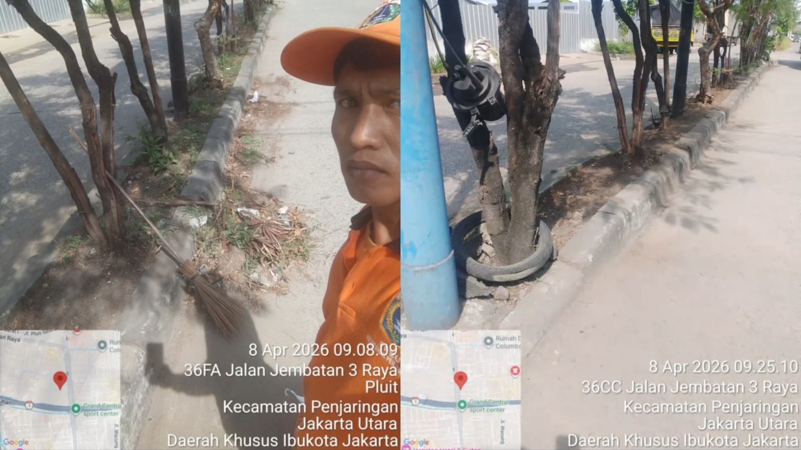 Bagikan Foto Jalanan Before dan After Dibersihkan, Petugas Kebersihan Jakarta Ini Banjir Pujian Warganet