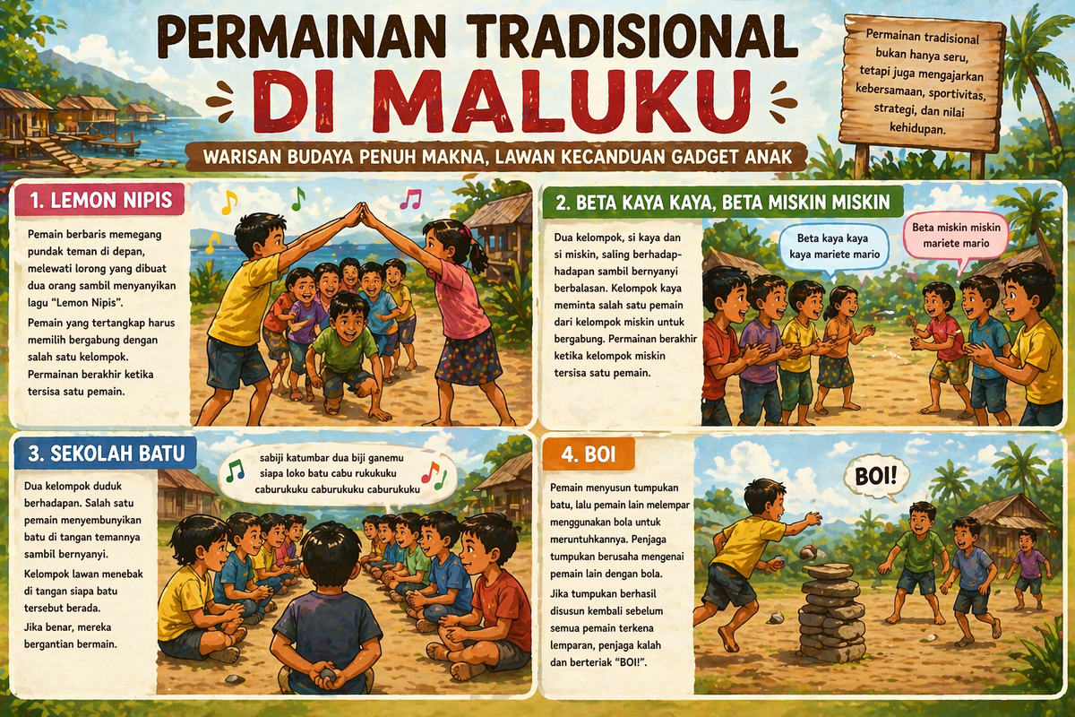 Permainan Tradisional di Maluku: Dari Lemon Nipis hingga Boi, Warisan Seru yang Lawan Kecanduan Gadget Anak