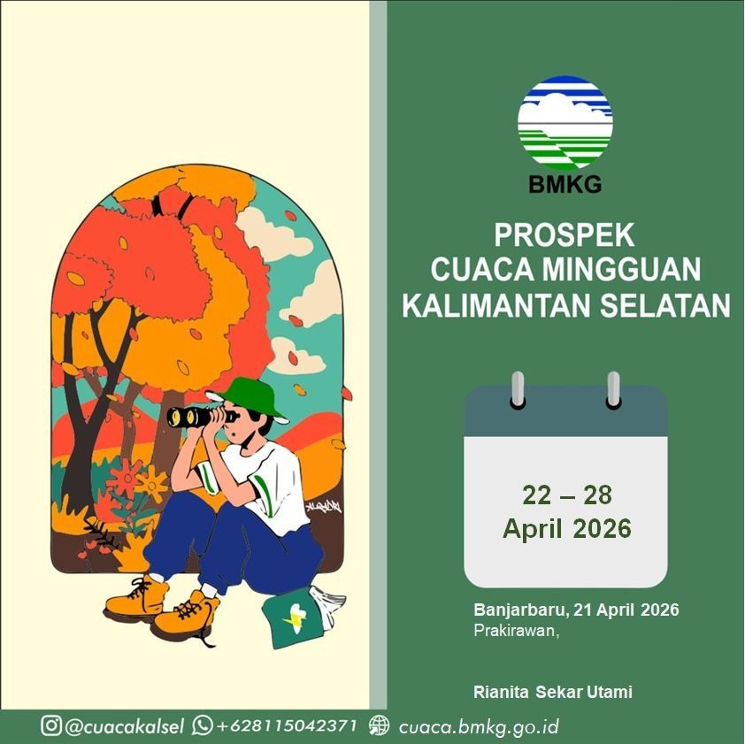 Waspada Cuaca Ekstrem Kalsel! Prakiraan Cuaca Kalimantan Selatan 22 – 28 April 2026 dan Peringatan Dini BMKG