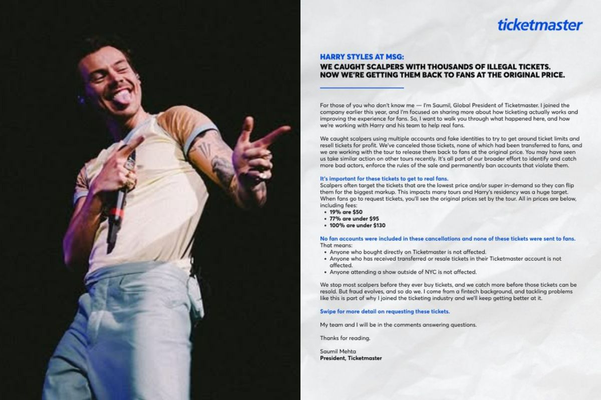 Banyak Calo! Tiket Konser Harry Styles di New York Dijual Ulang