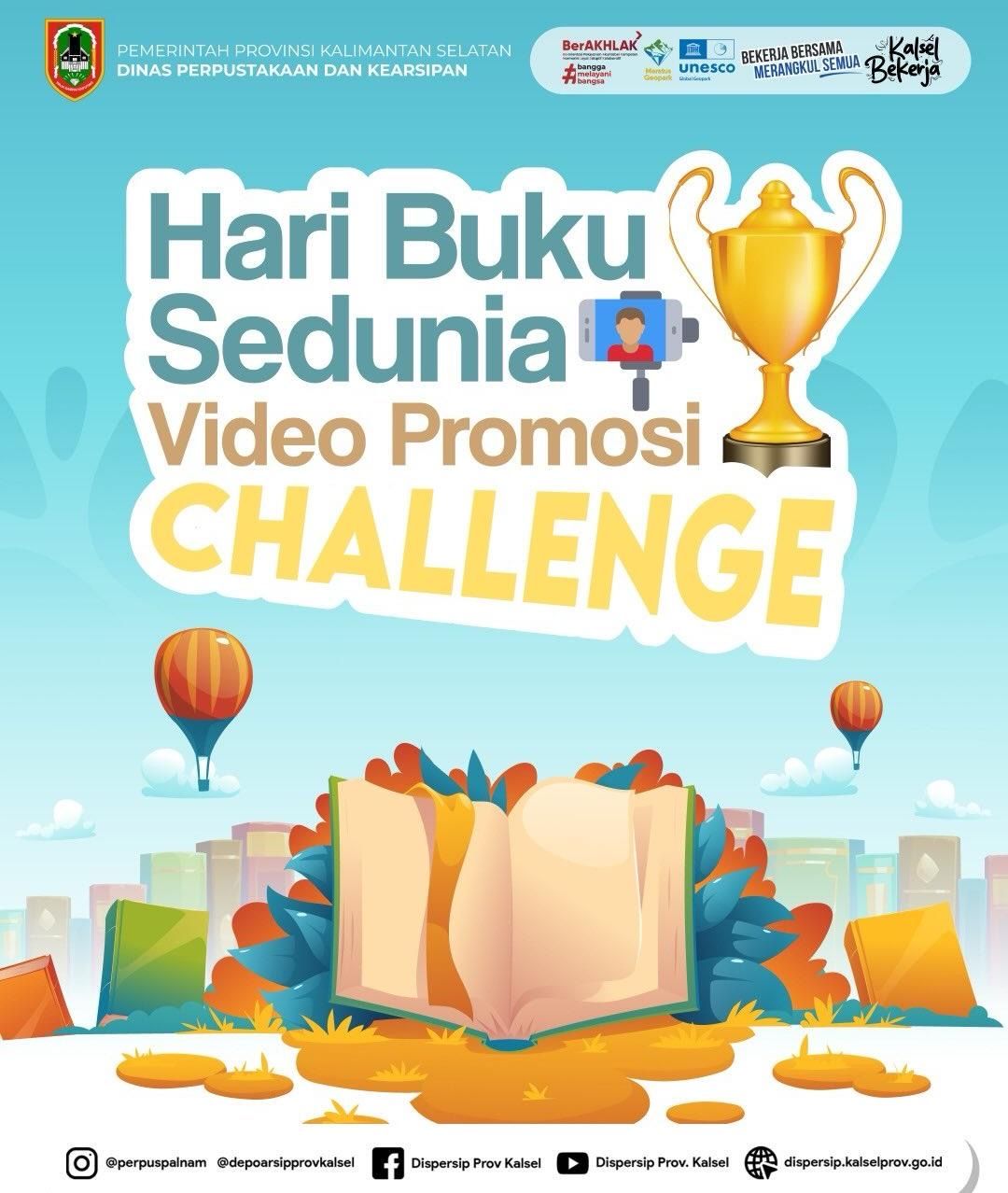 Rayakan Hari Buku Sedunia 2026, Dispersip Kalsel Bagi-Bagi Buku Best Seller Lewat Challenge Video Kreatif