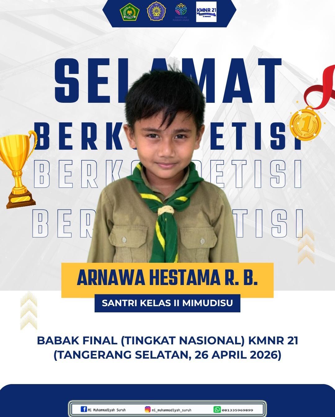 Tembus Final KMNR 21, Inilah Sosok Arnawa Siswa Cilik Berbakat dari MI Muhammadiyah Suruh