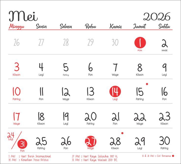 Apakah Ada Hari-Hari Istimewa di Bulan Mei 2026? Simak Daftar Lengkapnya!