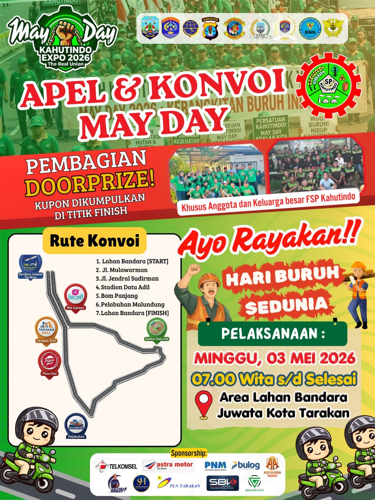 May Day 2026 di Tarakan Meriah, Apel dan Konvoi bersama FSP Kahutindo Siap Digelar
