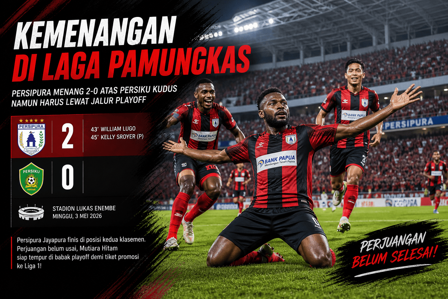 Kemenangan Manis Persipura Berujung Tantangan Baru Di Jalur Playoff