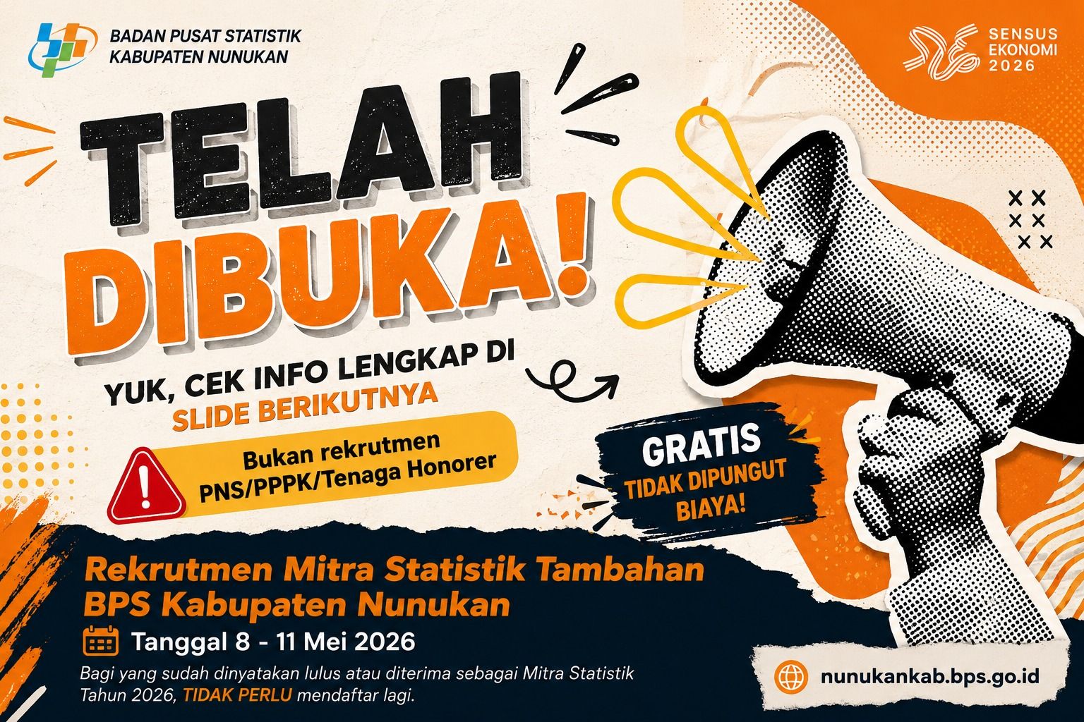 BPS Nunukan Buka Peluang untuk Mahasiswa dan Sarjana, Daftar Mitra Statistik Sekarang