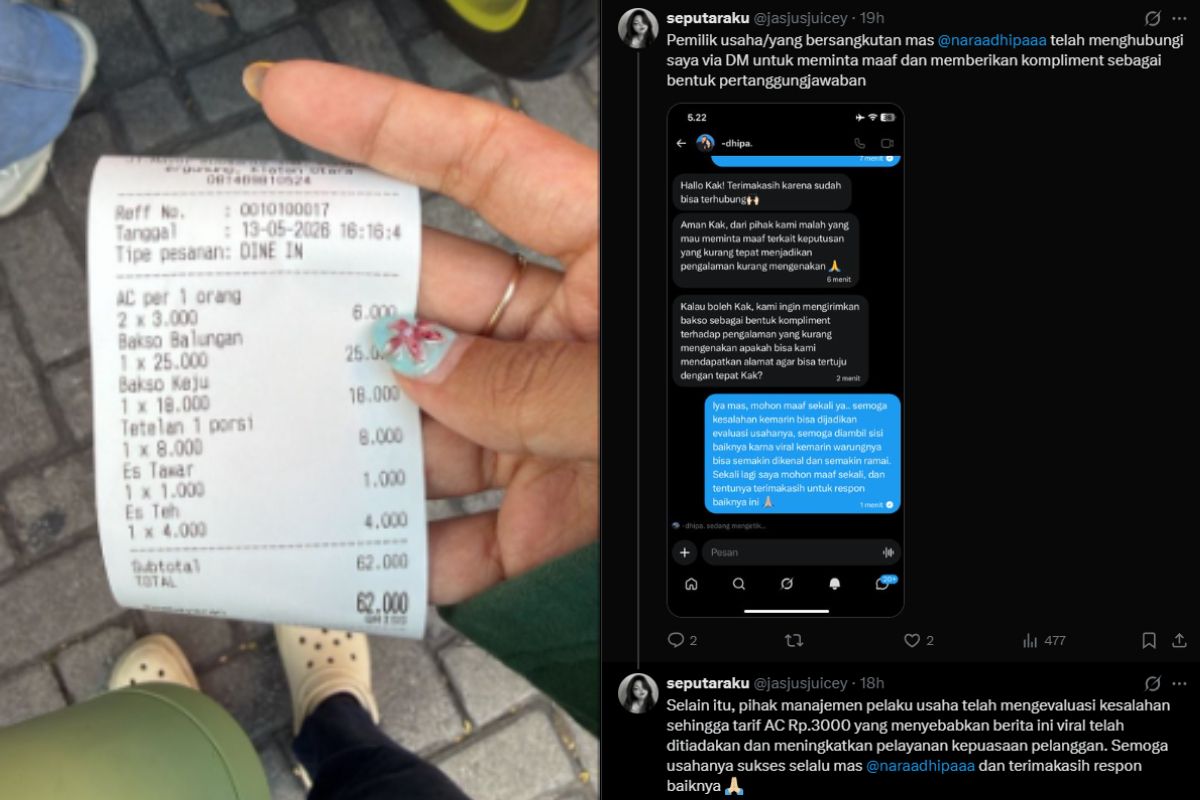 Viral, Warung Bakso Pasang Tarif AC Rp3 Ribu per Orang, Langsung Ramai Jadi Sorotan