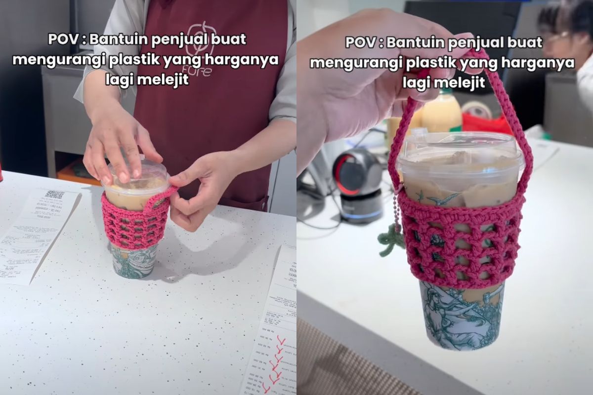 Cup Holder Rajut, Tren Baru Ngopi Stylish Sekaligus Kurangi Sampah Plastik