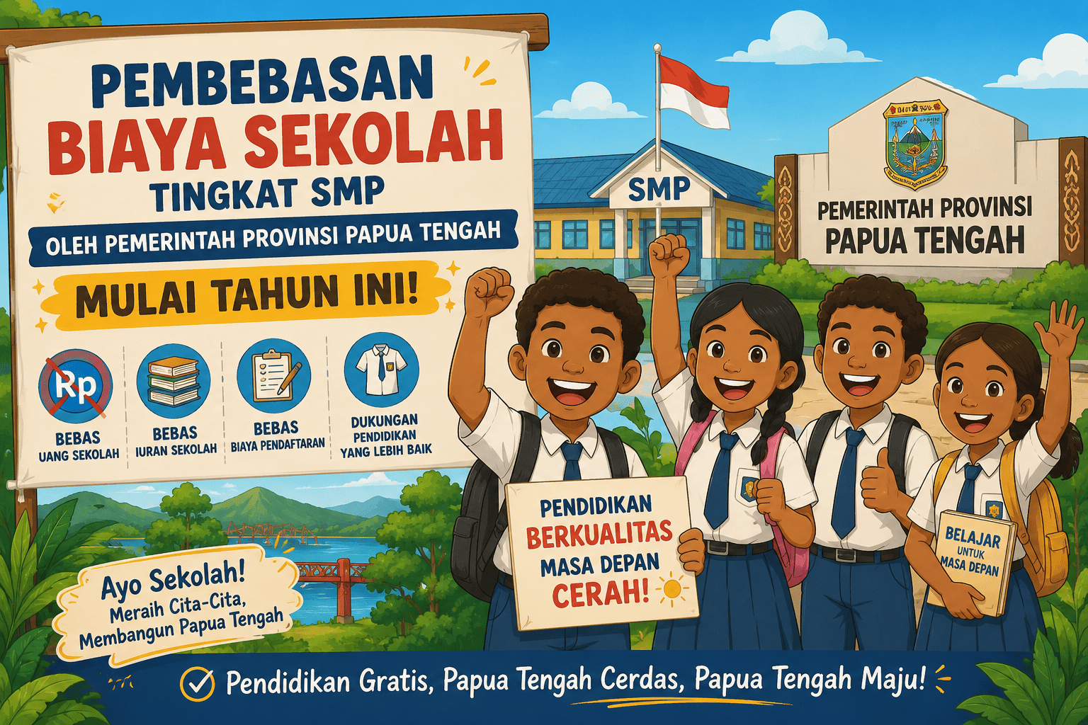 Pemprov Papua Tengah Gratiskan Biaya Sekolah untuk SMP pada Tahun Ini
