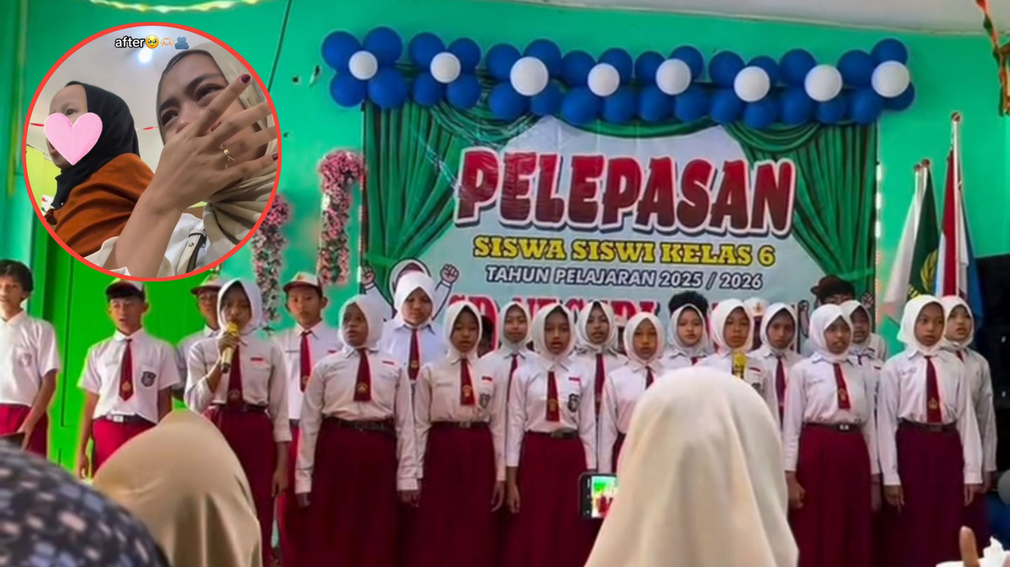Kakak Perempuan Ini Tak Kuasa Menahan Air Mata Ketika Hadiri Wisuda SD Adiknya, Jadi Pengganti Ibu