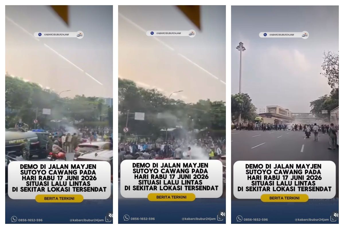 Demo di Cawang, Jakarta Timur Sampai Bakar Ban, Lalu Lintas Padat!
