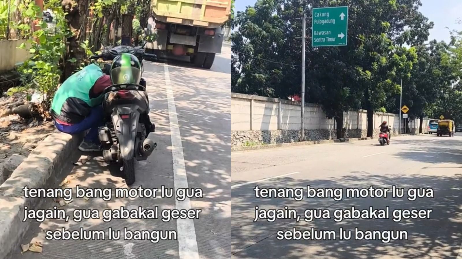 Pengguna Jalan Ini Memutuskan Berhenti untuk Menjaga Motor Driver Ojol yang Tidur, Jadi Perhatian Warganet