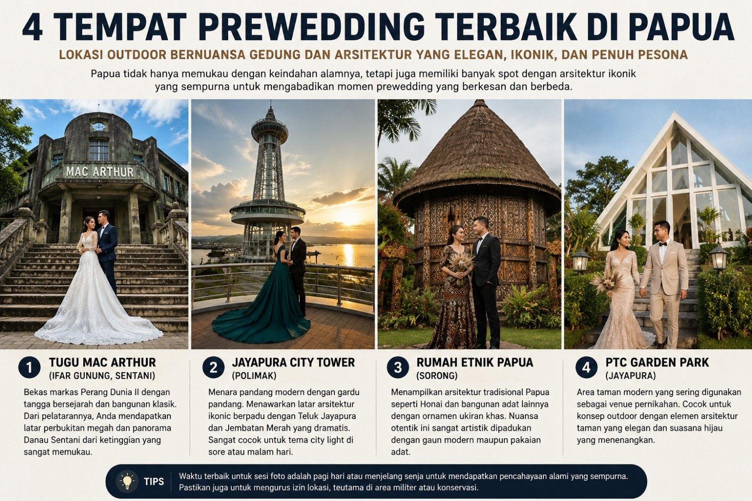 4 Tempat Prewedding Bernuansa Arsitektur Di Papua, Perpaduan Gedung Ikonik Dan Panorama Alam Yang Memesona