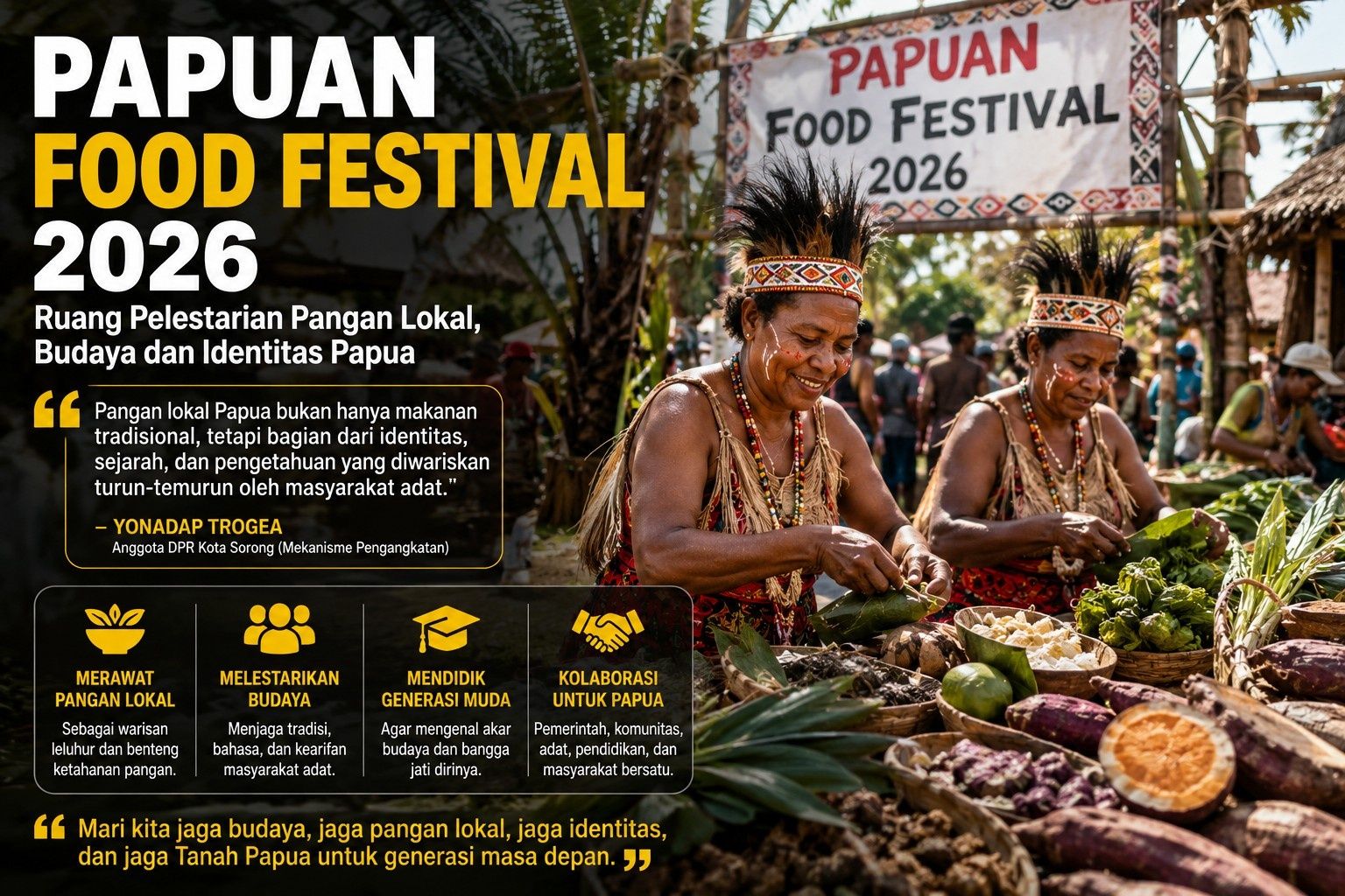 Papuan Food Festival 2026 Jadi Benteng Budaya, DPR Sorong Ingatkan Ancaman Hilangnya Identitas Papua