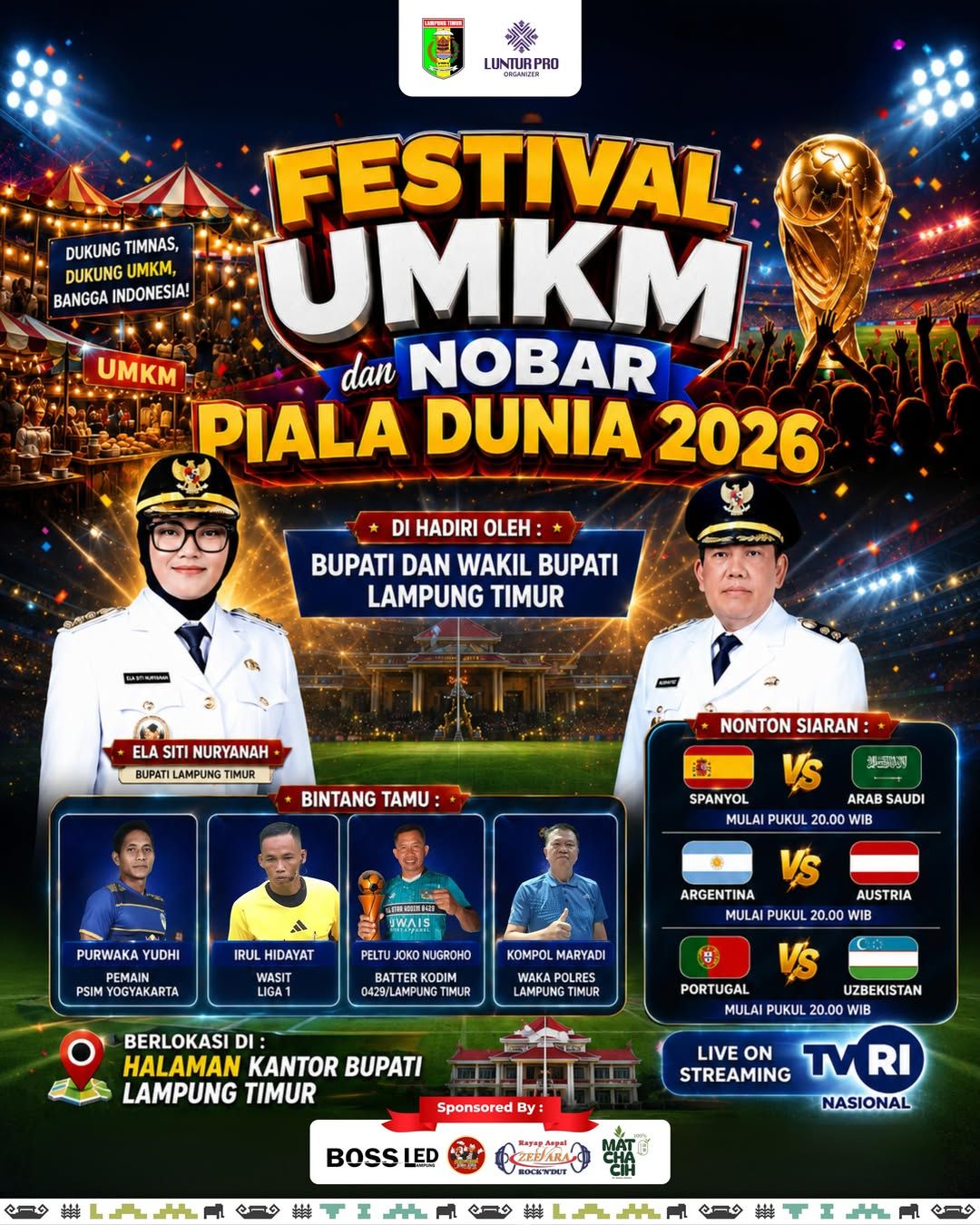 Nobar Piala Dunia 2026 di Halaman Kantor Bupati Lampung Timur, Gratis untuk Masyarakat